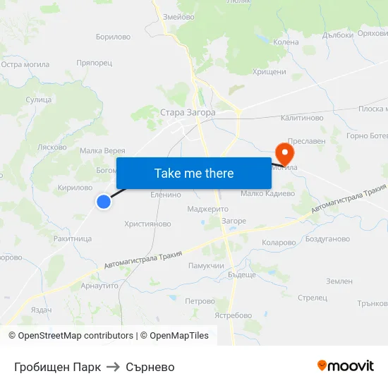 Гробищен Парк to Сърнево map