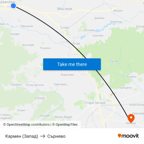 Кармен (Запад) to Сърнево map
