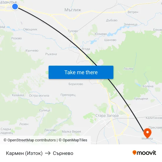 Кармен (Изток) to Сърнево map