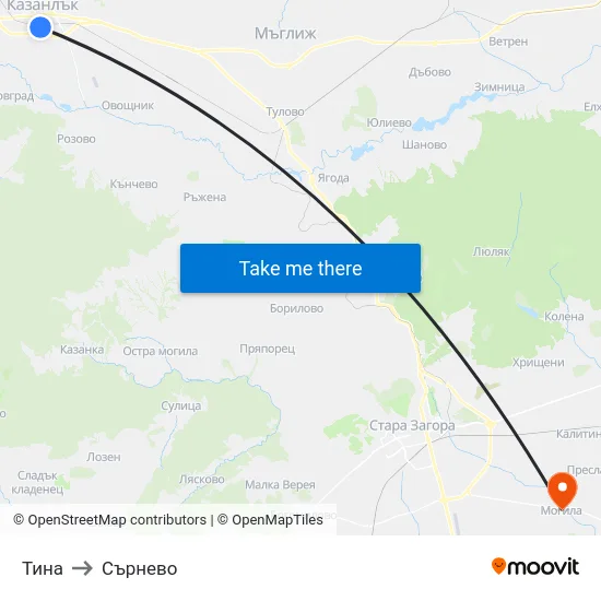 Тина to Сърнево map