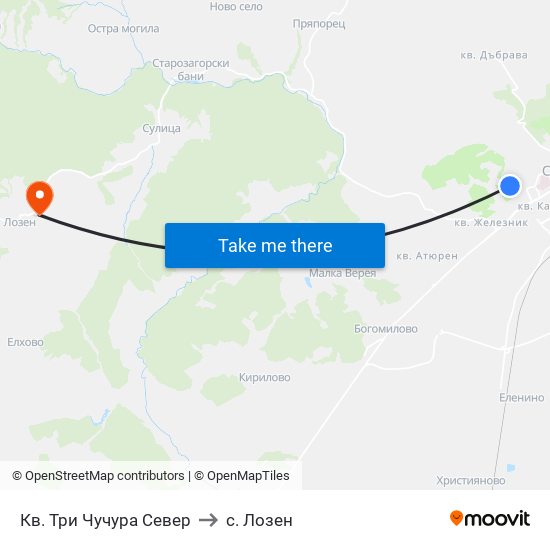 Кв. Три Чучура Север to с. Лозен map
