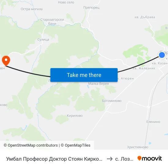 Умбал Професор Доктор Стоян Киркович to с. Лозен map