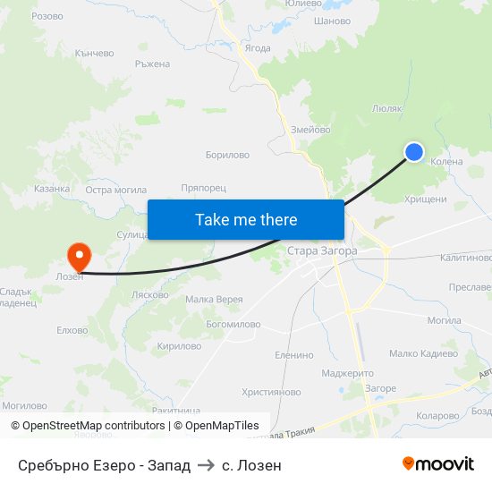 Сребърно Езеро - Запад to с. Лозен map