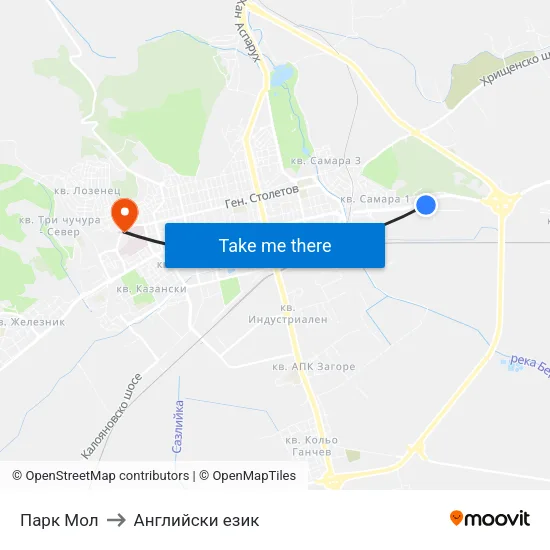 Парк Мол to Английски език map