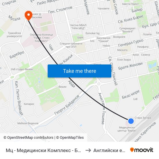 Мц - Медицински Комплекс - Берое to Английски език map