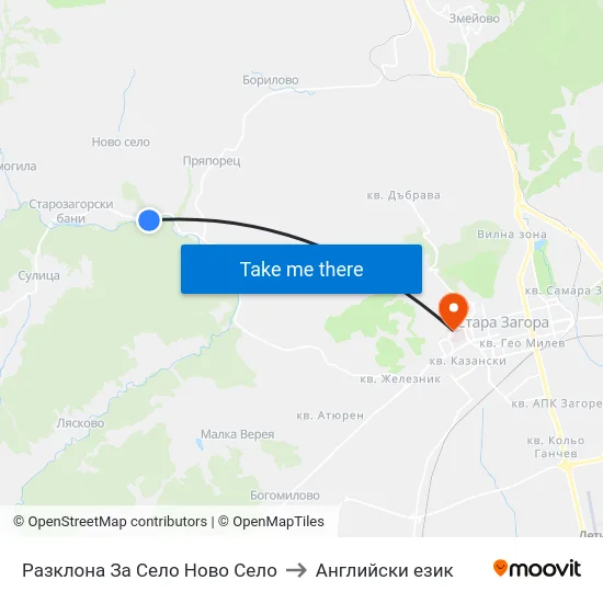 Разклона За Село Ново Село to Английски език map
