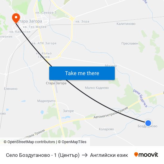 Село Боздуганово - 1 (Център) to Английски език map