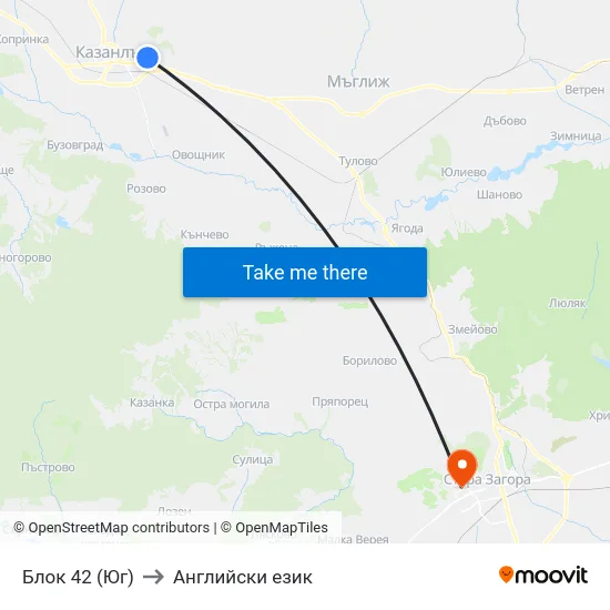 Блок 42 (Юг) to Английски език map