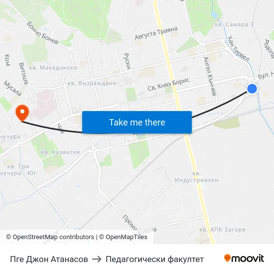 Пге Джон Атанасов to Педагогически факултет map