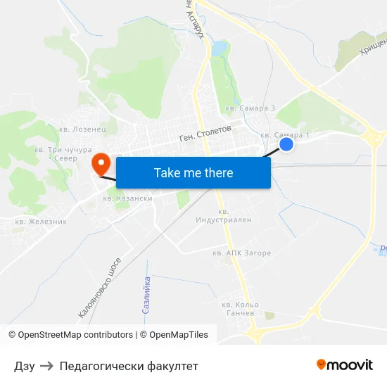 Дзу to Педагогически факултет map