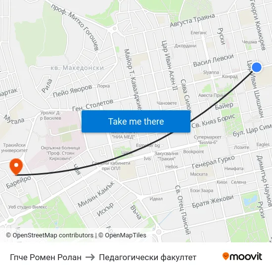 Гпче Ромен Ролан to Педагогически факултет map
