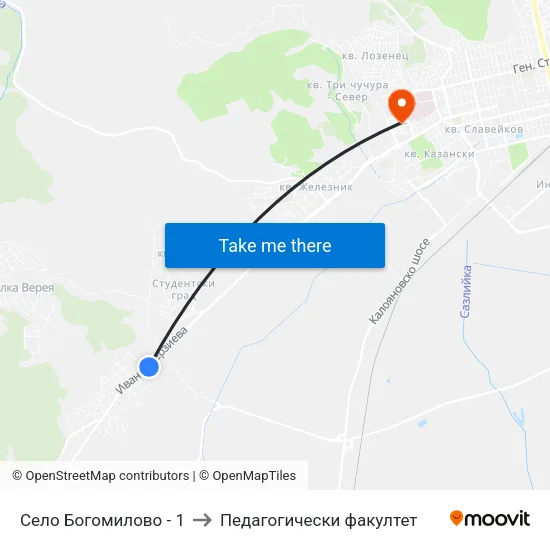 Село Богомилово - 1 to Педагогически факултет map