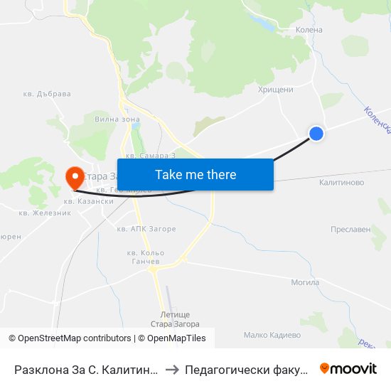 Разклона За С. Калитиново to Педагогически факултет map