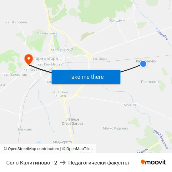 Село Калитиново - 2 to Педагогически факултет map