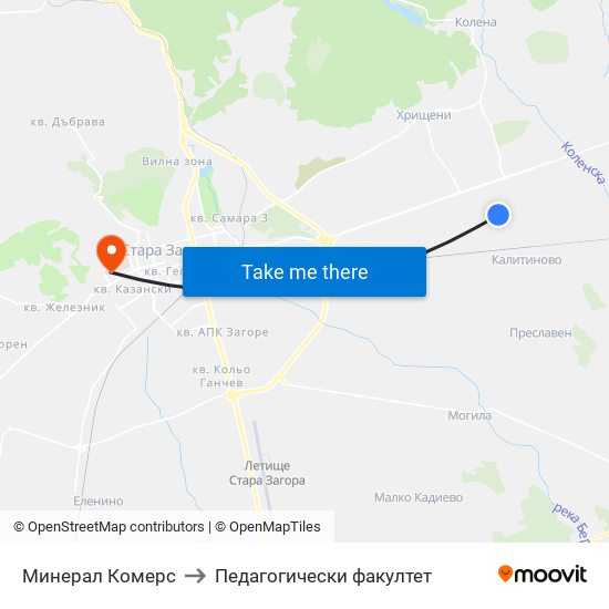 Минерал Комерс to Педагогически факултет map