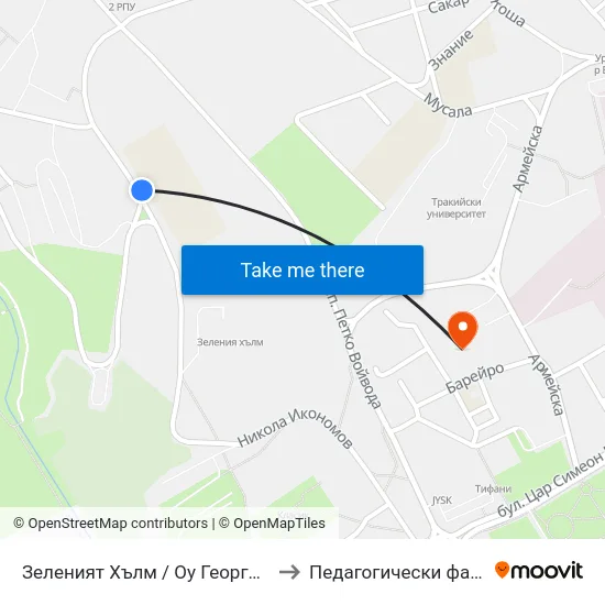 Зеленият Хълм / Оу Георги Райчев to Педагогически факултет map