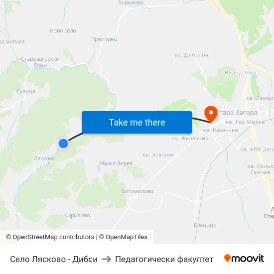 Село Лясково - Дибси to Педагогически факултет map