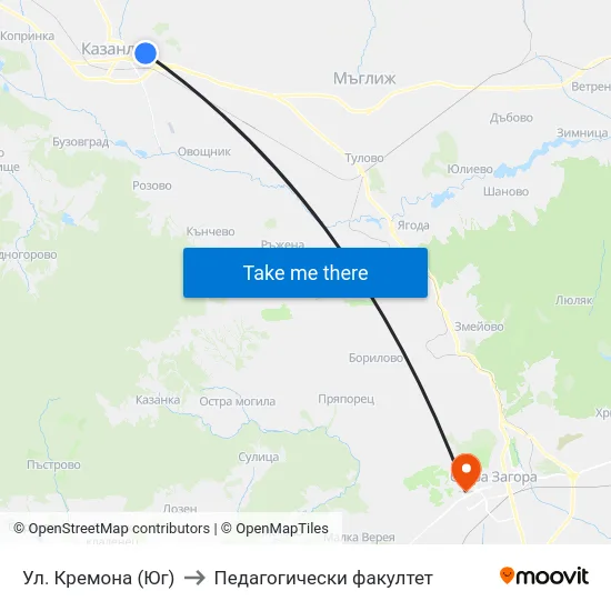 Ул. Кремона (Юг) to Педагогически факултет map
