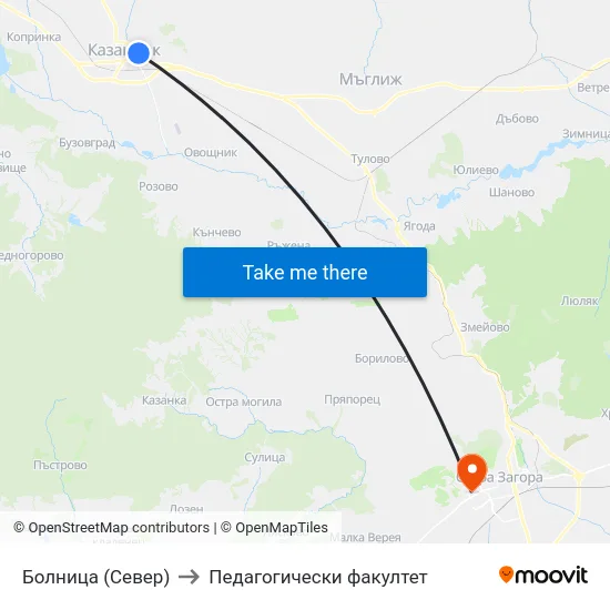 Болница (Север) to Педагогически факултет map