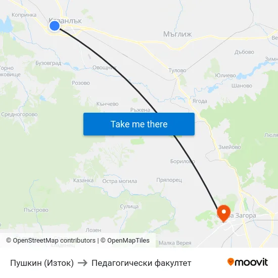 Пушкин (Изток) to Педагогически факултет map