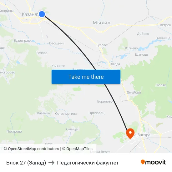 Блок 27 (Запад) to Педагогически факултет map