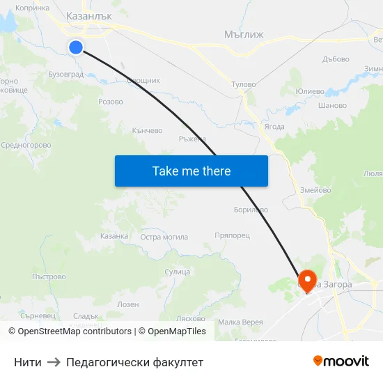 Нити to Педагогически факултет map