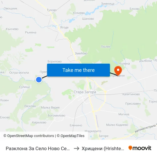 Разклона За Село Ново Село to Хрищени (Hrishteni) map