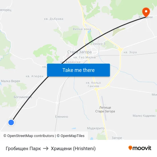 Гробищен Парк to Хрищени (Hrishteni) map