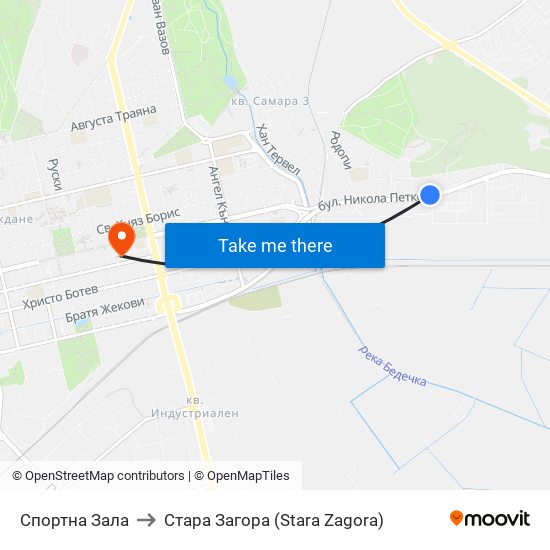 Спортна Зала to Стара Загора (Stara Zagora) map