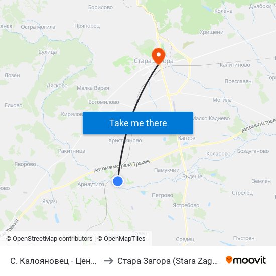 С. Калояновец - Център to Стара Загора (Stara Zagora) map