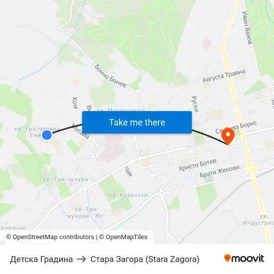 Детска Градина to Стара Загора (Stara Zagora) map