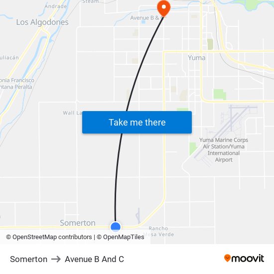 Somerton to Avenue B And C map