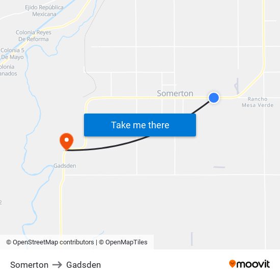 Somerton to Gadsden map