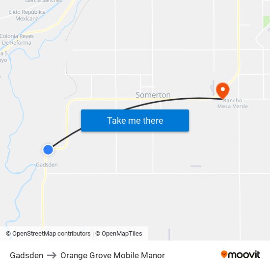 Gadsden to Orange Grove Mobile Manor map