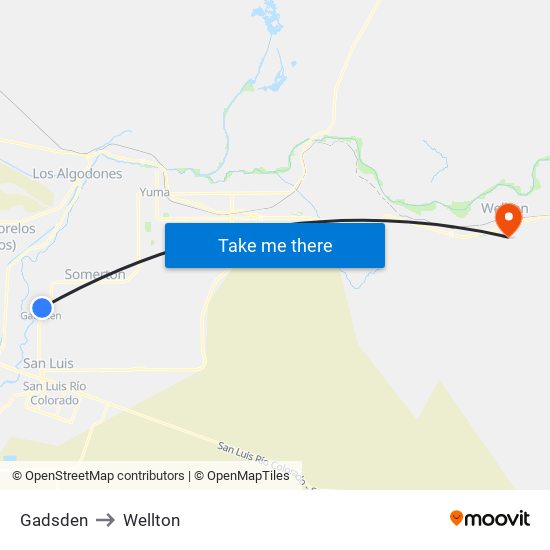 Gadsden to Wellton map