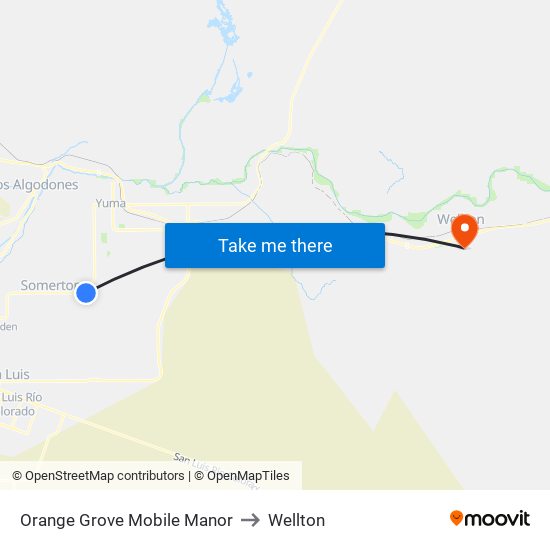 Orange Grove Mobile Manor to Wellton map