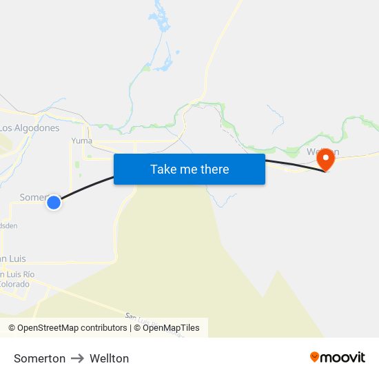 Somerton to Wellton map