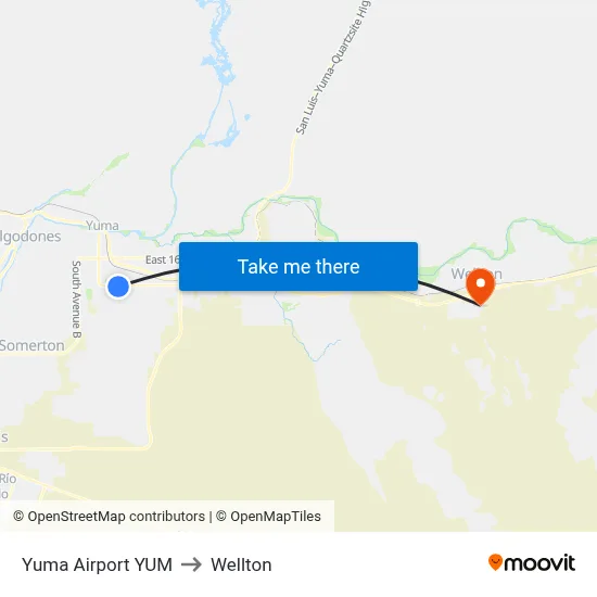 Yuma Airport YUM to Wellton map