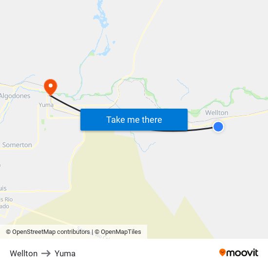 Wellton to Yuma map