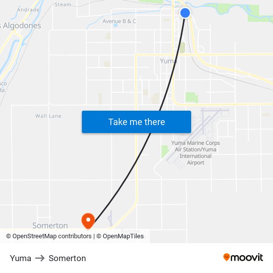 Yuma to Somerton map