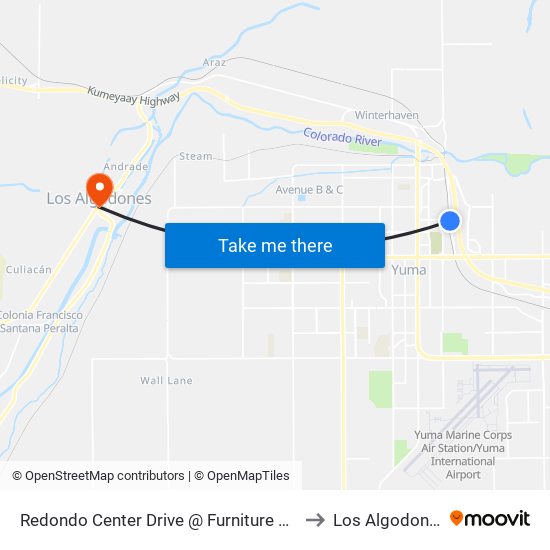 Redondo Center Drive @ Furniture Row to Los Algodones map