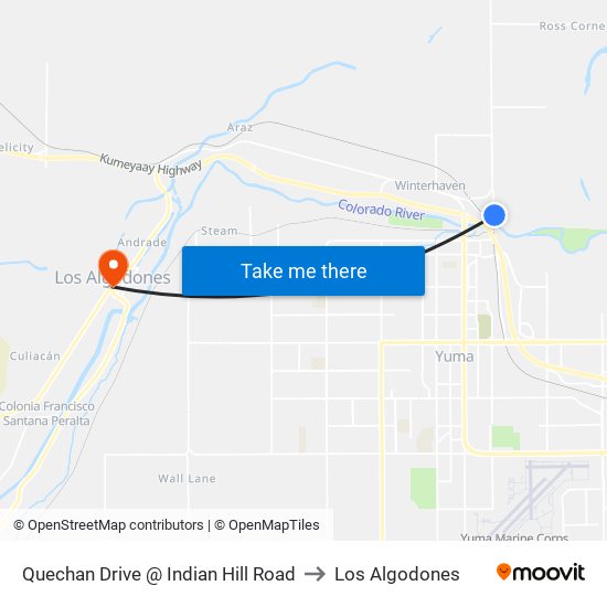 Quechan Drive @ Indian Hill Road to Los Algodones map