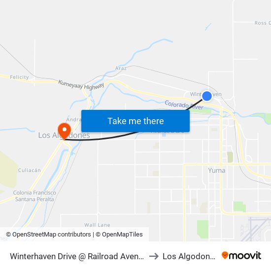 Winterhaven Drive @ Railroad Avenue to Los Algodones map