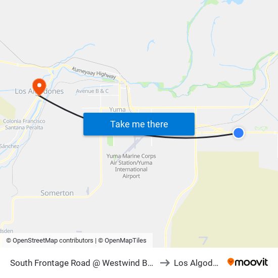 South Frontage Road @ Westwind Boulevard to Los Algodones map