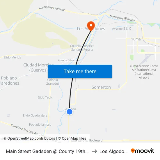 Main Street Gadsden @ County 19th Street to Los Algodones map