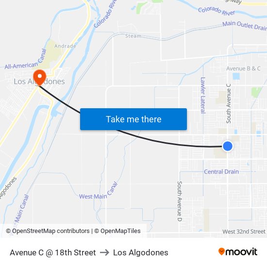 Avenue C @ 18th Street to Los Algodones map