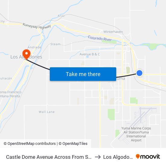 Castle Dome Avenue Across From Shilo Inn to Los Algodones map