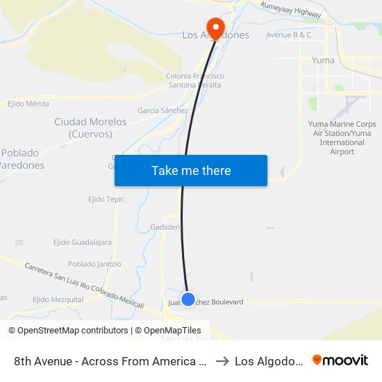 8th Avenue - Across From America Street to Los Algodones map