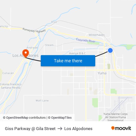 Giss Parkway @ Gila Street to Los Algodones map