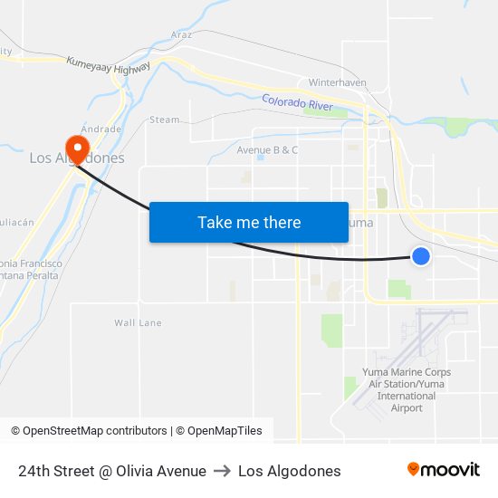 24th Street @ Olivia Avenue to Los Algodones map